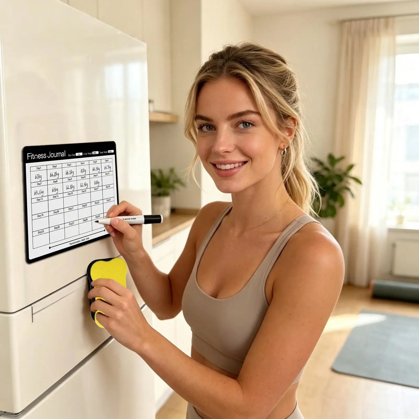 Whiteboard For Fridge Magnetic Daily Erasable Slimming Sheet Chart Erase Weekly Planner For Home Appointment Kitchen Office Work