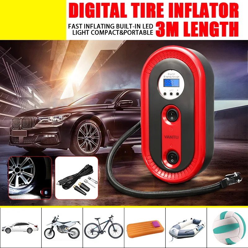 

22L/Min Automobile Pump Electric Tyre PumpAir Compressor Inflation Car Tire Inflator Air Pump With cigarette lighter plug