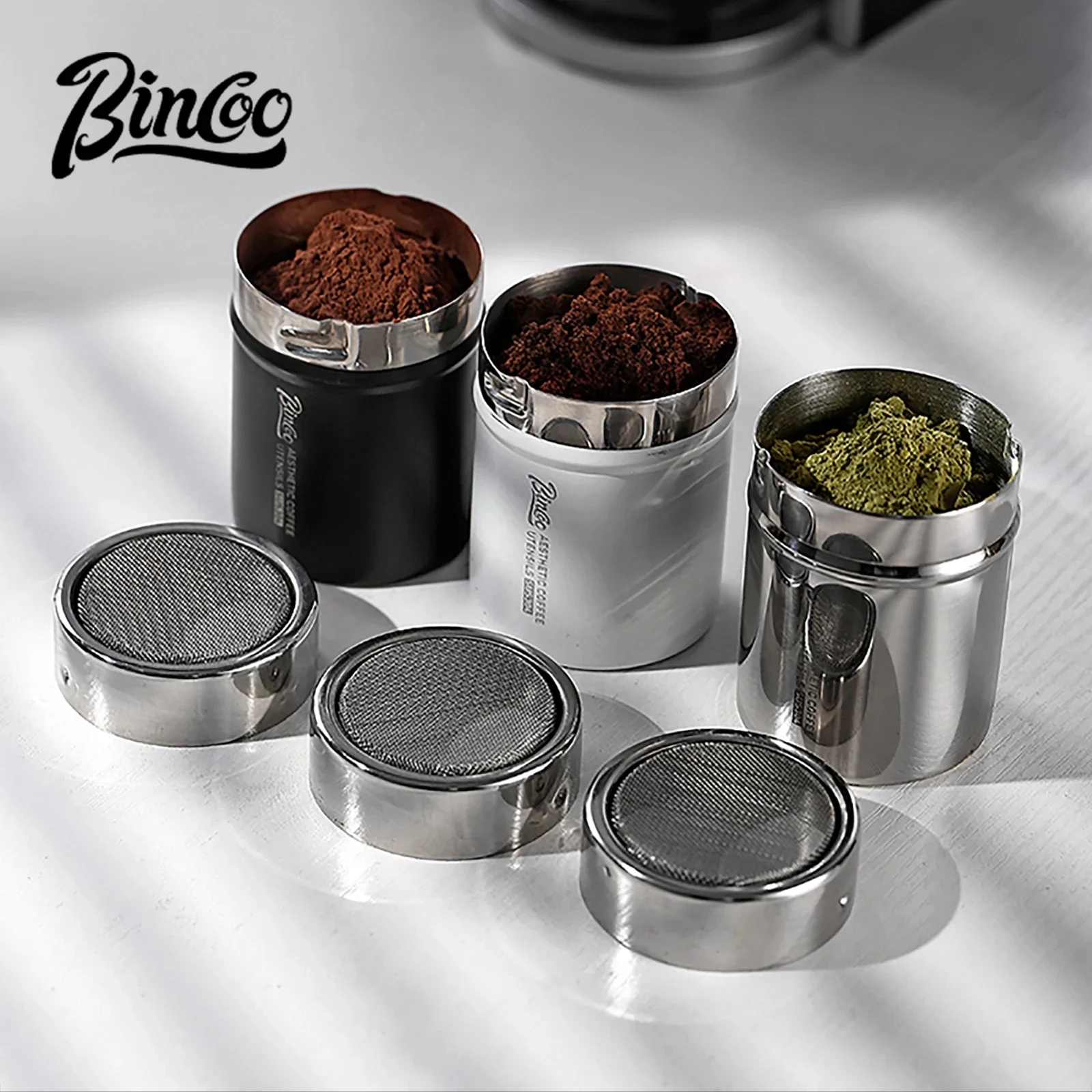 

Espresso Coffee Shaker Duster Stainless Steel Powder Sugar Shaker Duster with Lid Cocoa Sifter Home Barista Coffee Accessories