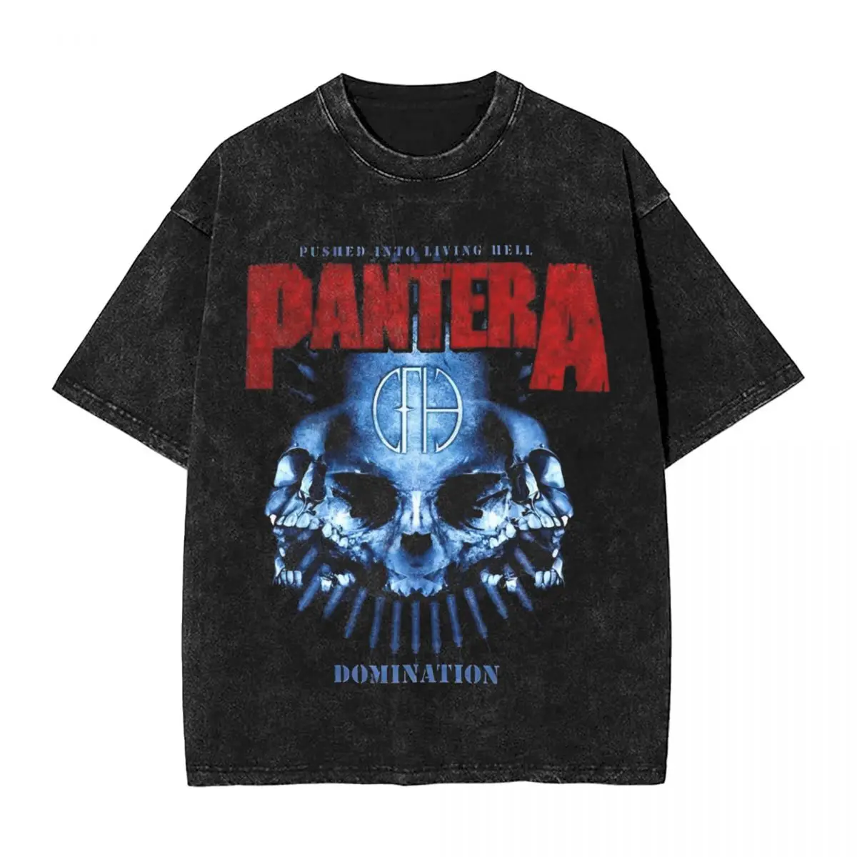 Panterad Skull Washed T Shirts Streetwear Hip Hop Novelty T-Shirt Rock Band Tees Men Women 100% Cotton Oversize Graphic