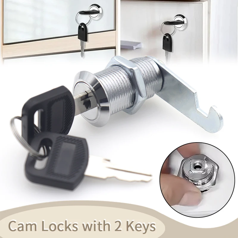 Zinc Alloy Cam Security Lock Set With 2 Keys Furniture Hardware Desk Draw Pedestal Lock for Cabinet Mailbox File Drawer Goods
