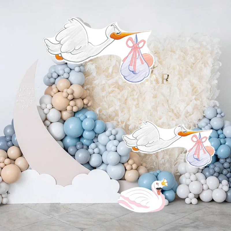 18/24/36inch Baby Shower Party Cardboard Swan Stork Carrying Baby Cutouts Party DIY Decor Birthday Party Baby Shower Backdrop