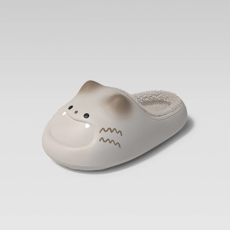 Cute Cartoon Cat Paw Slippers Women Men Winter Waterproof Thick Sole Plush Anti Slip Indoor Home Footwear Soft Warm House Slides view 4