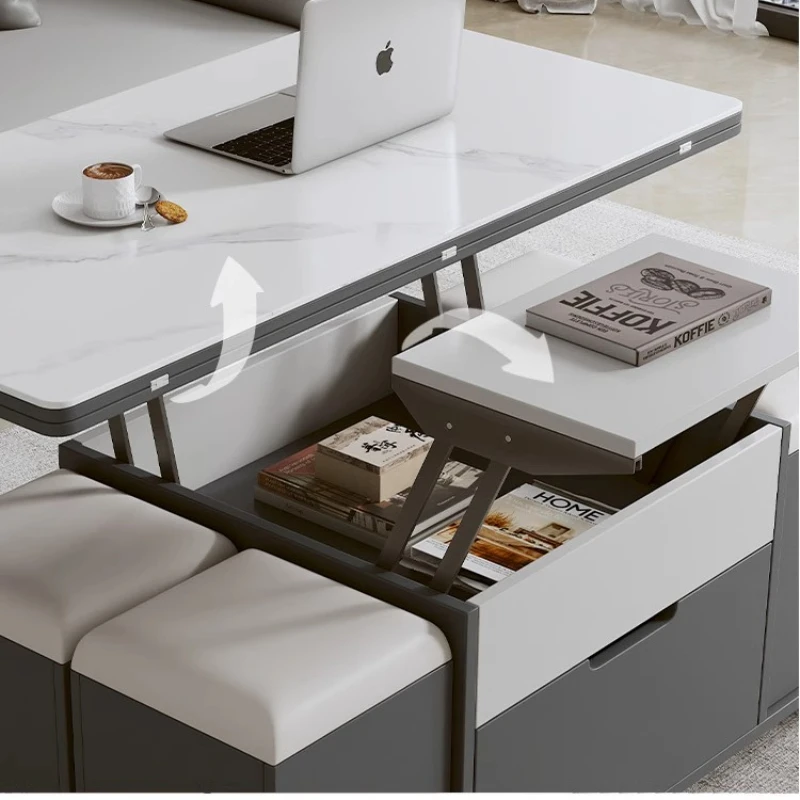 روك بلاطة رفع طاولة القهوة متعددة الوظائف المنزلية للطي طاولة شاي ضوء الفاخرة Mobili Per Il Soggiorno الأثاث