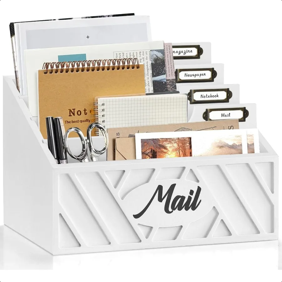 

Mail Organizer Countertop Mail Holder for Wall Mail Sorter for Office Desk Accories Letter Bill Organizer Wall Mounted Wooden D