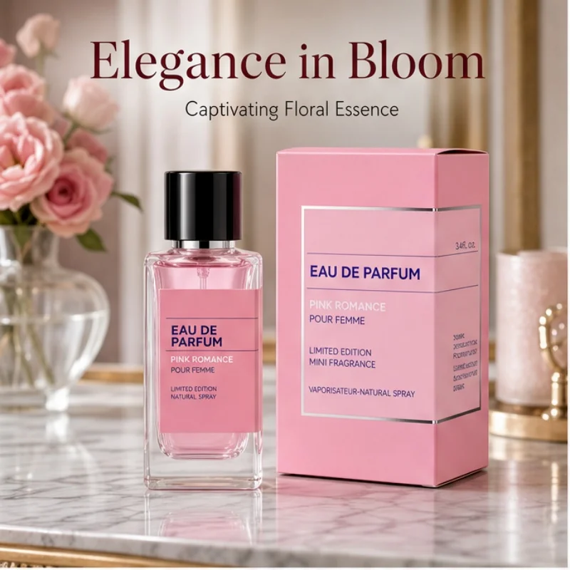 Elegant Pink Romantic Women's Perfume - Premium Long-lasting Floral and Fruit Fragrance Spray - Simple Square Glass Bottle Perfume - Suitable as a gift for your girlfriend, wife on birthdays, Valentine's Day, Mother's Day