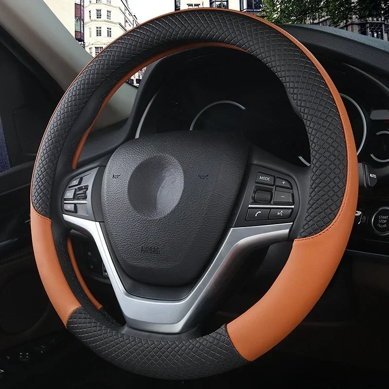 Universal Leather Car Steering-wheel Cover Car-styling Interior Accessories Sport Auto Steering Wheel Covers Anti-Slip 37CM-38CM