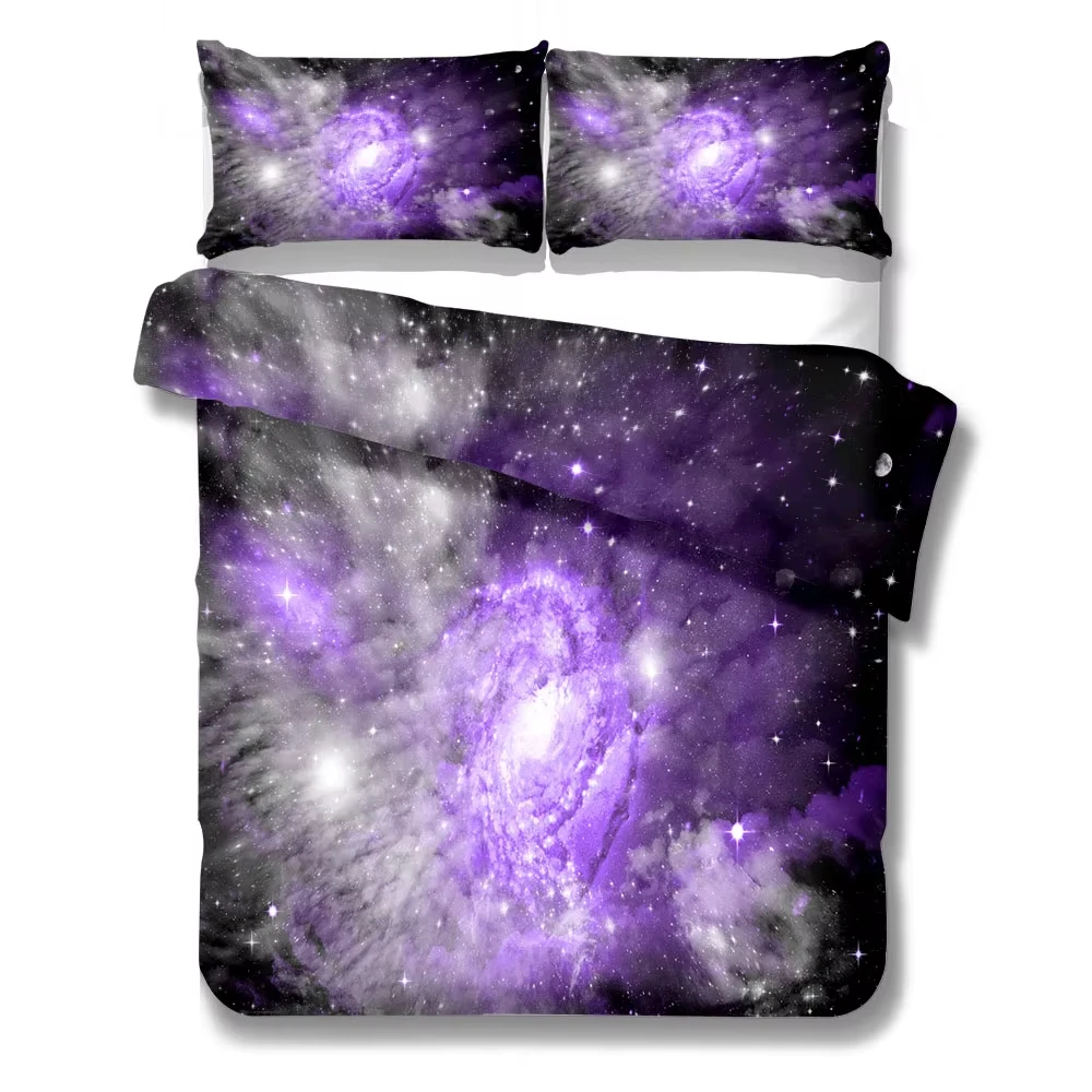 Cosmic Galaxy Ensemble de housse de couette Queen King Size Voie lactée Stars Galaxy Art Décor à la maison Literie familiale 3 pièces avec 2 taies d'oreiller