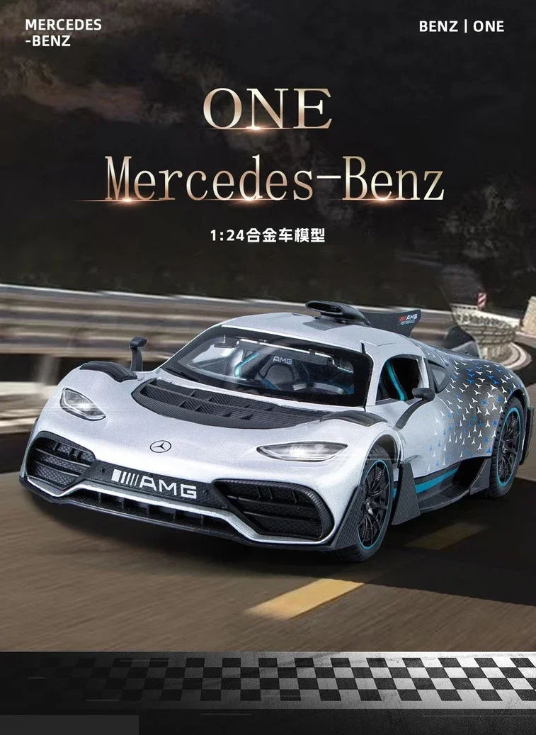 Neues 1:24 Mercedes Benz ONE Sportwagen Simulation Legierung Automodell Sound Licht Zurückziehen Kinderspielzeug und Sammlungen