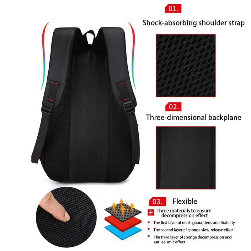 Große kapazität Student Schule Tasche Casual Einfarbig Rucksack Material Oxford Männer Neue Rucksack Multi-funktionale Einfache Tasche – Detail 9