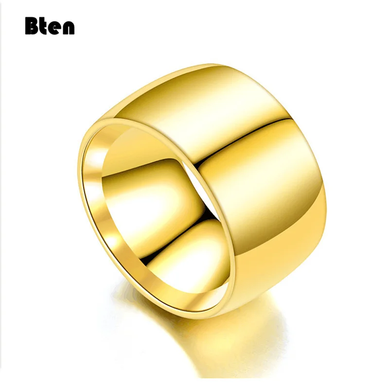 Bten Fashion Charm Jewelry Ring Men Stainless Steel Black Rings For Women Jewelry 12mm Men Rings Gold Silver Color Rings