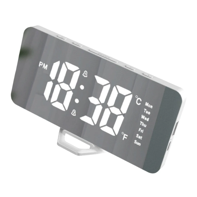 Modern Bedsides Digital Clock with LED Display, Date Temperature Function,USB Charging Port for Phone Easy to Read