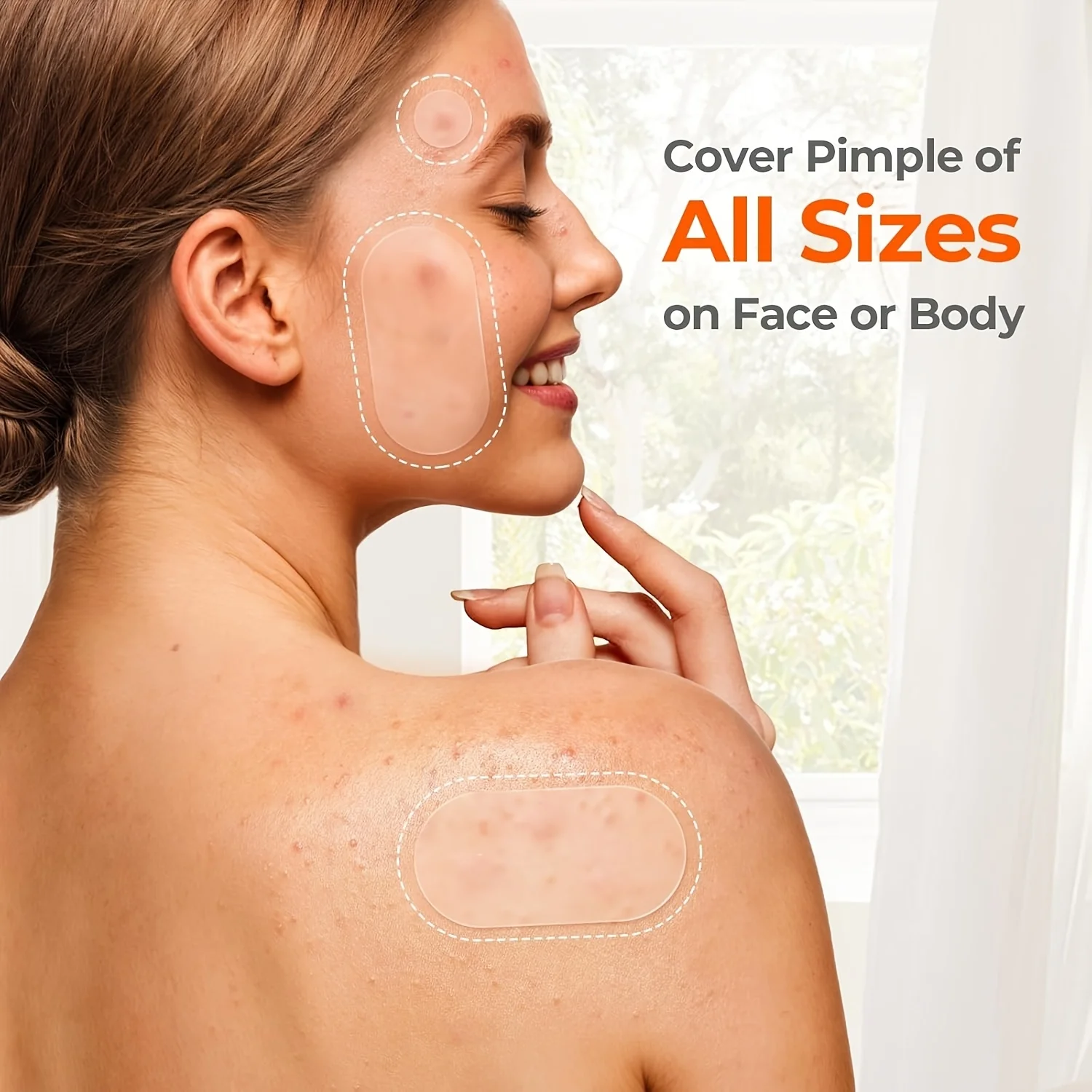 443 قطعة من رقع HITWORKER الغروانية المائية - 5 أحجام، شرائط وملصقات بثرة محيطية للوجه، العناية بسيت سريعة المفعول، غير قابلة للتجفيف
