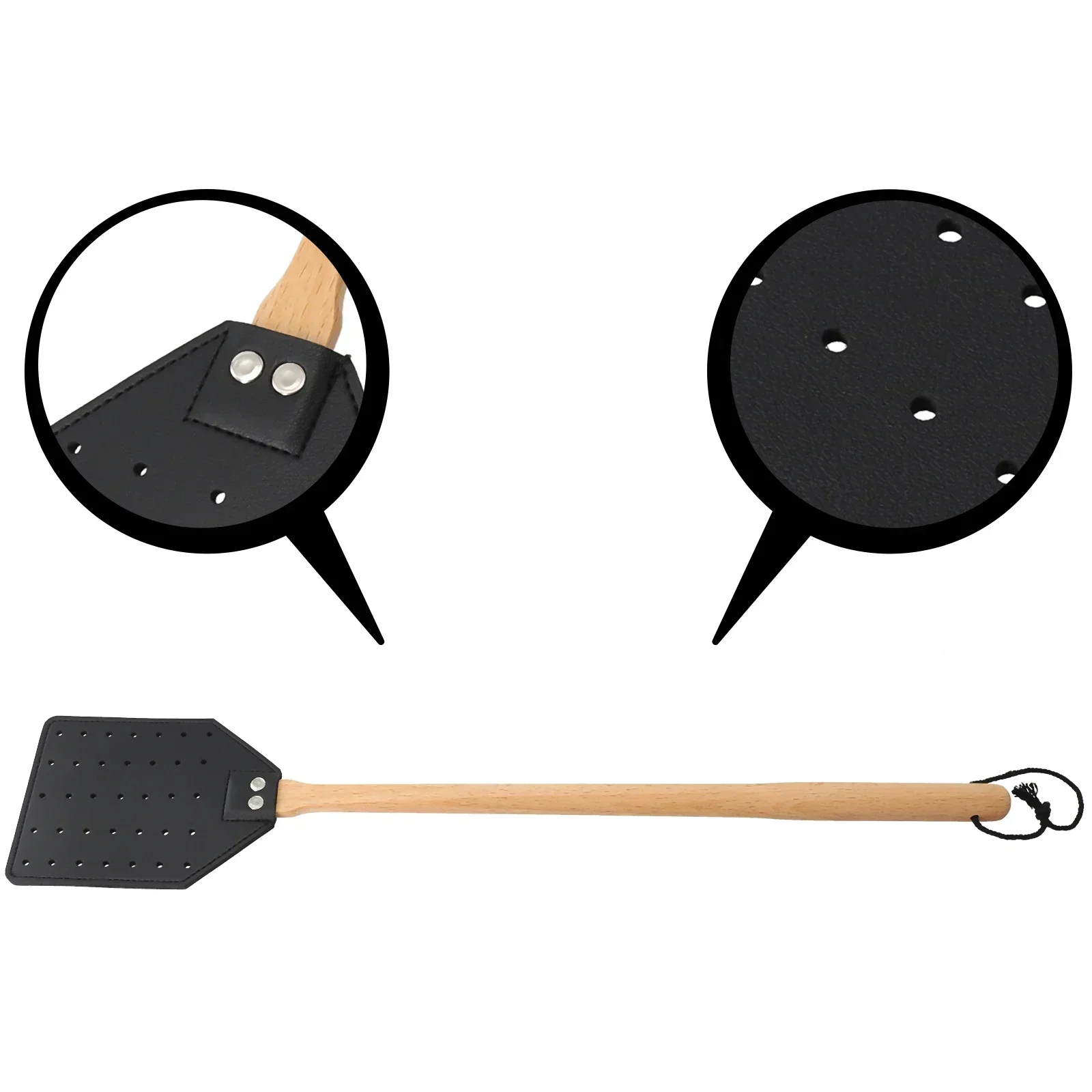 Leather Fly Swatter Heavy Duty Home Killer Insect Long Handle Wildlife 1pcs Accessories Beech Wood Leather Elegant