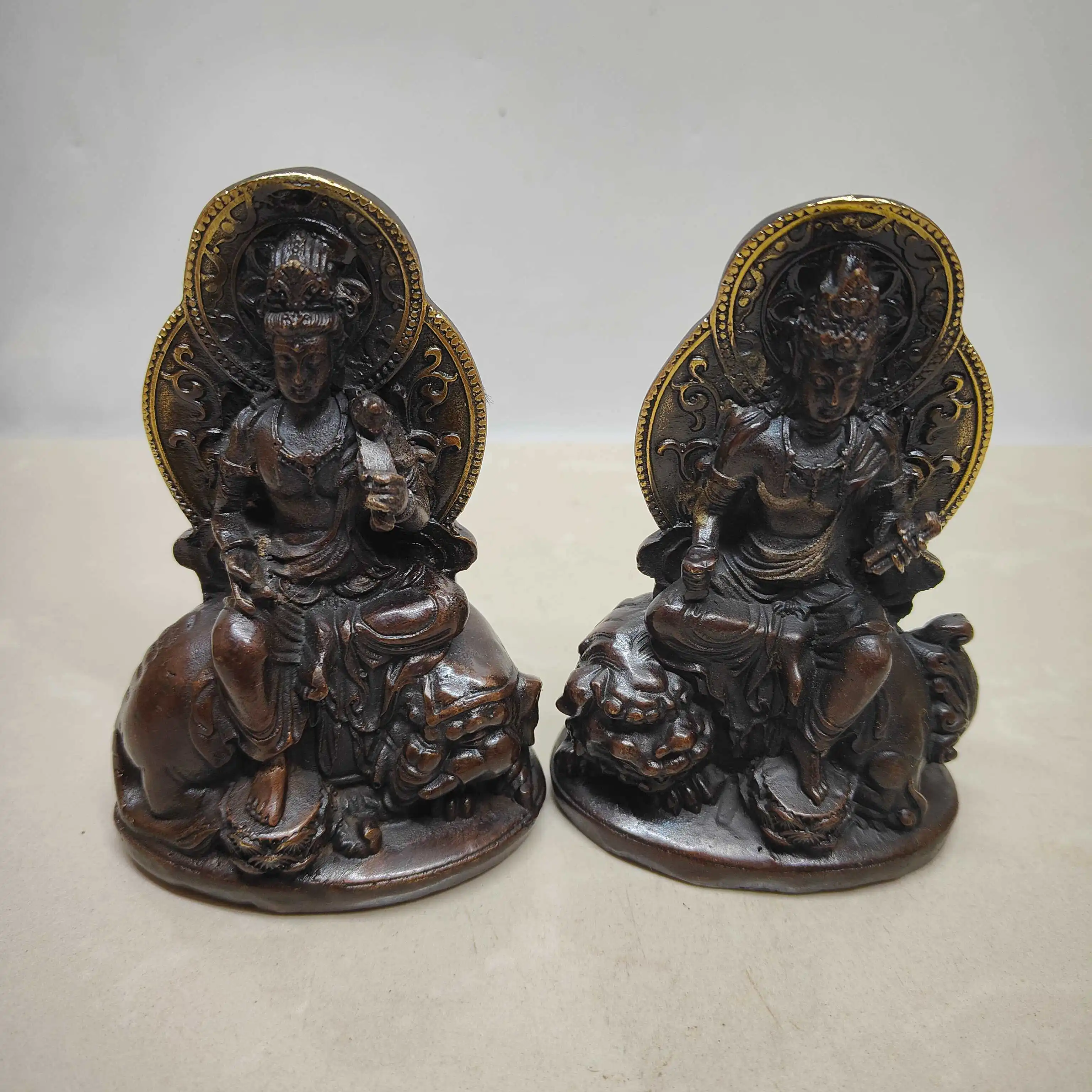Tv Art And Craft - Vintage Brass Manjusri Guanyin Buddha Statue