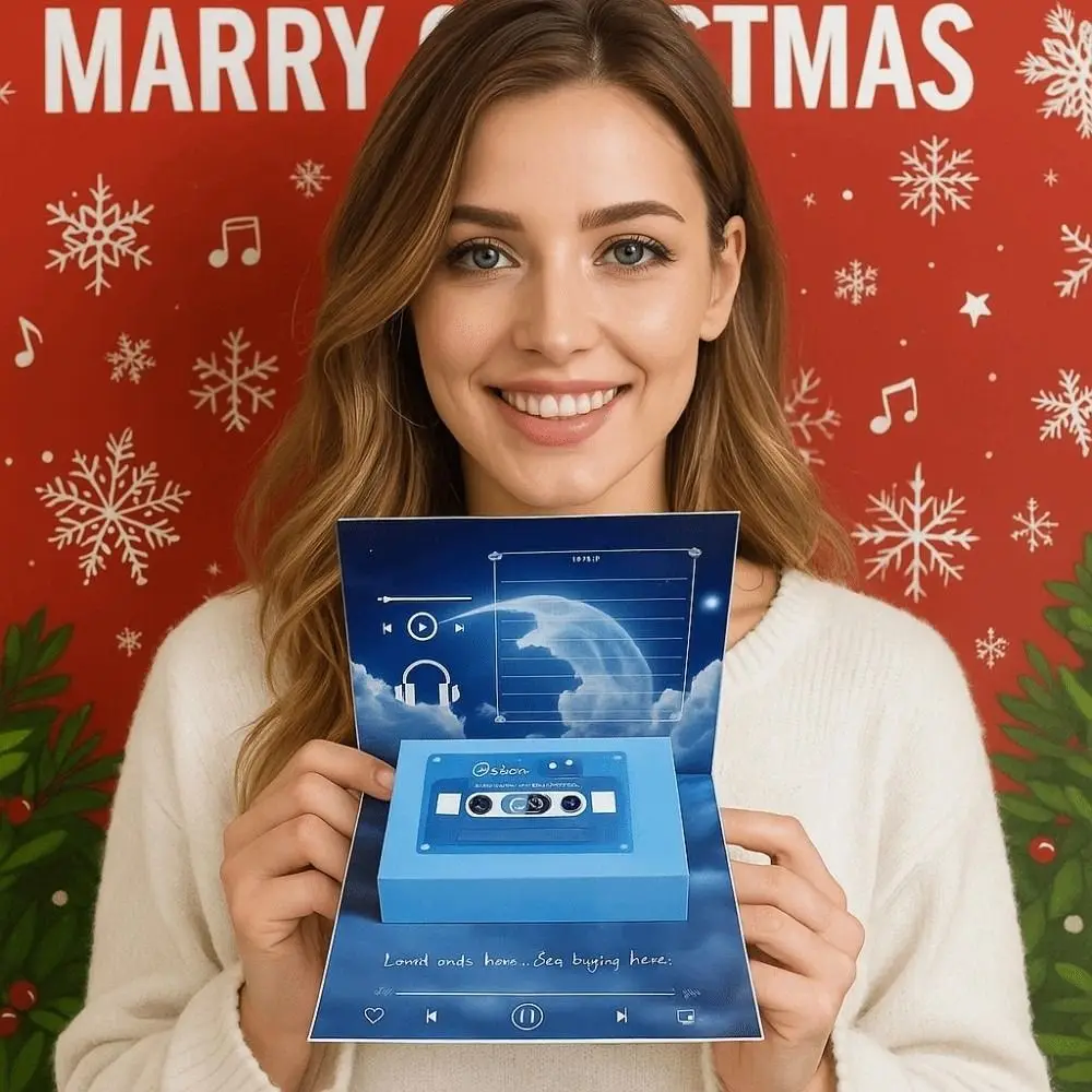 

30 Seconds Recorder Greetings Card Magnetic ABS Christmas Recording Box Toy Button Batteries Phonograph Blessing Card