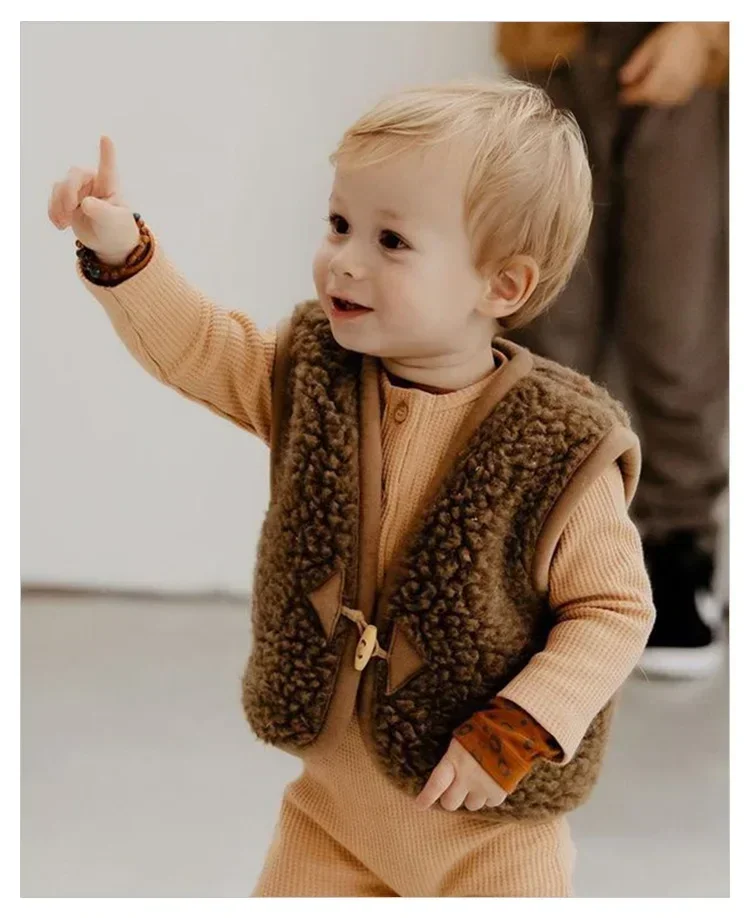 2024 neue Baby europäische und amerikanische Weste Herbst und Winter Baby Cardigan Weste Baby ärmellose Weste Mantel