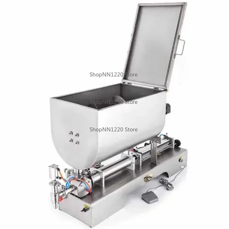 

Semi-auto U Shape Big Hopper 80L Liquid Paste Fix Quantity Filling Machine Preheat Thick Oil Honey Liquid Filling Machine