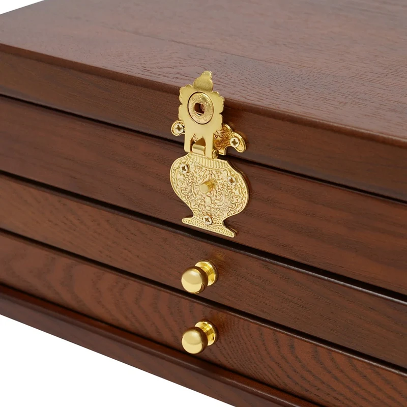 Caixa vintage para quarto, Organizador de joias escuras, Colar e pulseira gaveta