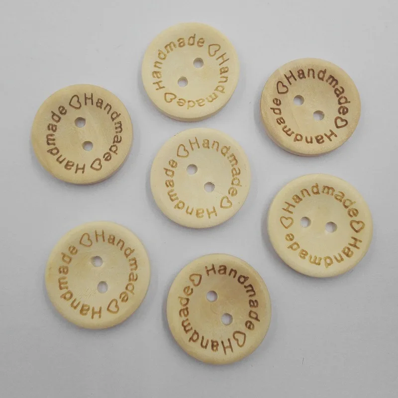 15Mm /20mm /25mm handmade with love withlove wooden buttons