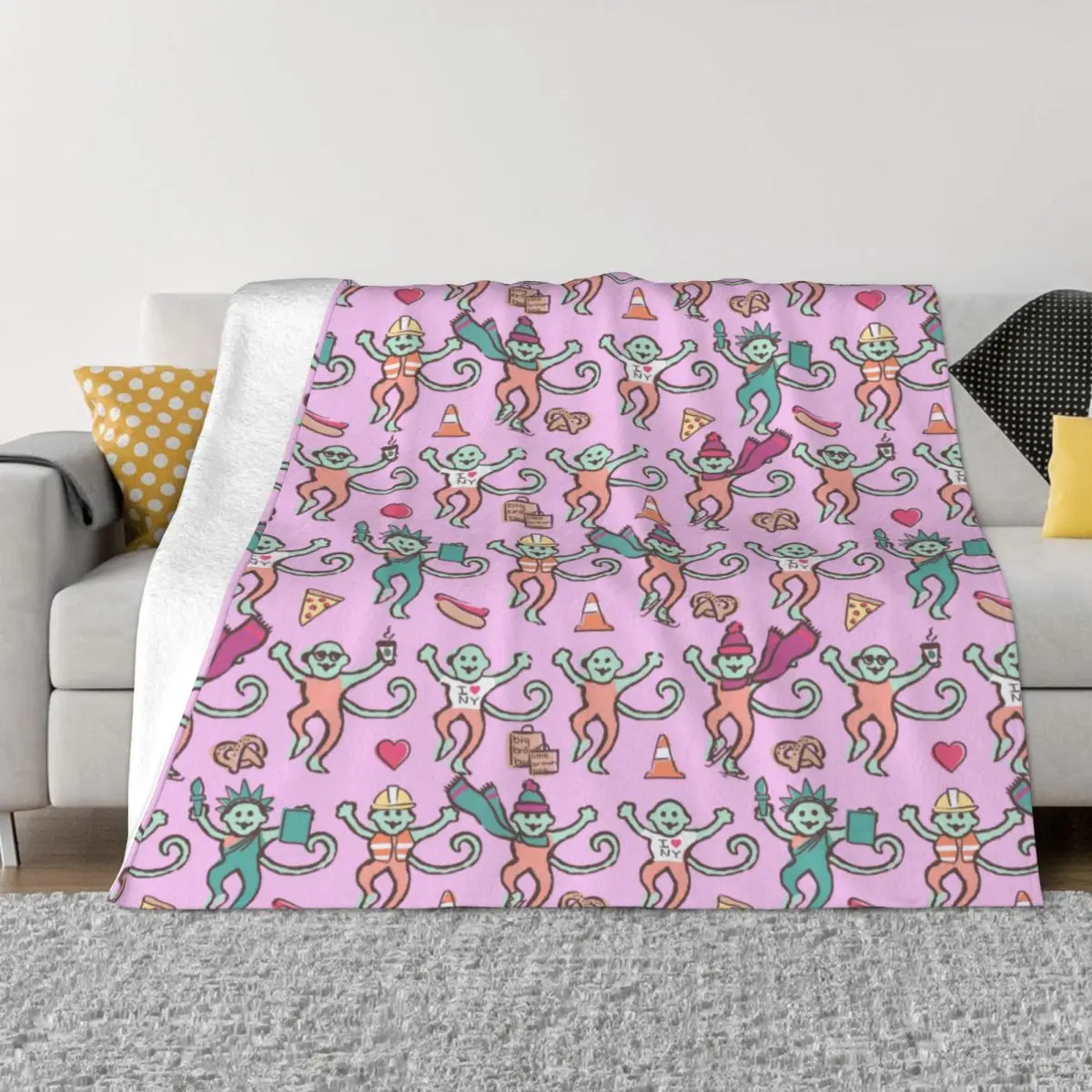 

Roller Rabbit Blankets Flannel Spring Autumn Pink Multi-function Lightweight Throw Blankets for Home Office Quilt