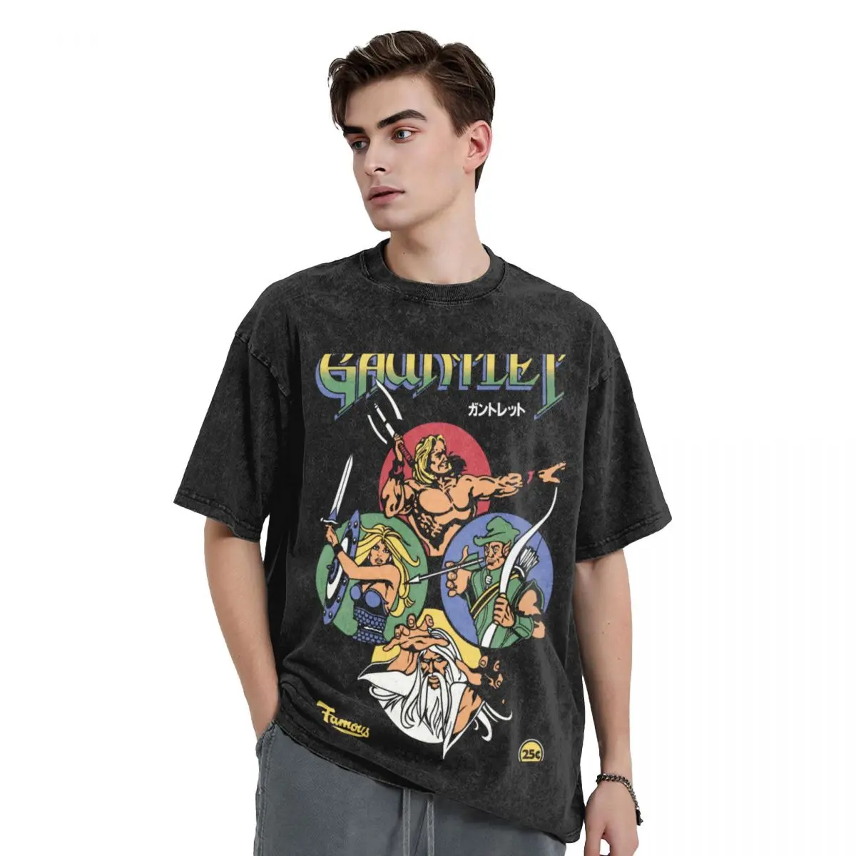 Gauntlet Retro Vintage Arcade Gaming T-Shirt shirts graphic tee boys whites Men's cotton t-shirt