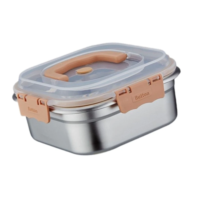 M17D Spacious Stainless Steel Storage Container Multipurpose Household Lunch Box Handheld Crisper with See Through Lid