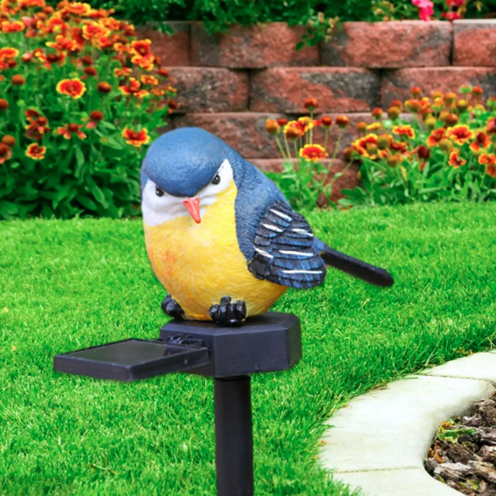 Solar Light Yard Decoration Landscape Lighting Bird Statue Resin Bird Figurine Lamp for Porch Balcony Walkway Lawn Pathway