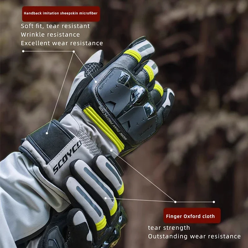 SCOYCO Motorcycle Gloves Winter Warm Full-finger Motocross Gloves Waterproof Windproof Anti-fall Abrasion Resistant Biker Gloves