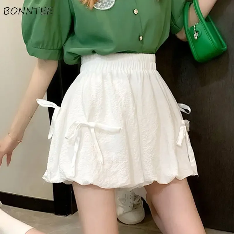 Shorts Women Solid Special Bow Creativity Charming Prevalent Korean Style Sweet Comfort Ladies Spring All-match Graceful Retro