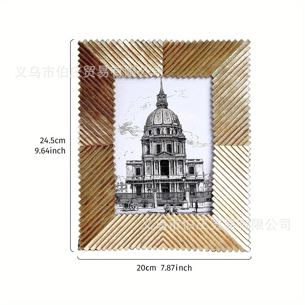 Modern minimalist three-dimensional pattern gold decorative picture frame, dual-use for hanging or standing, bedroom decoration