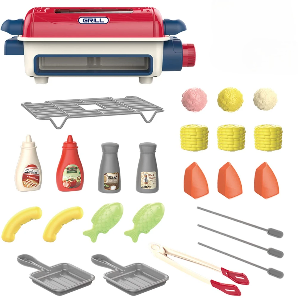 WizKidz Set da barbecue giocattolo per bambini - Fai finta di giocare con set da gioco per barbecue con suono luminoso e accessori per divertimento in cucina creativa