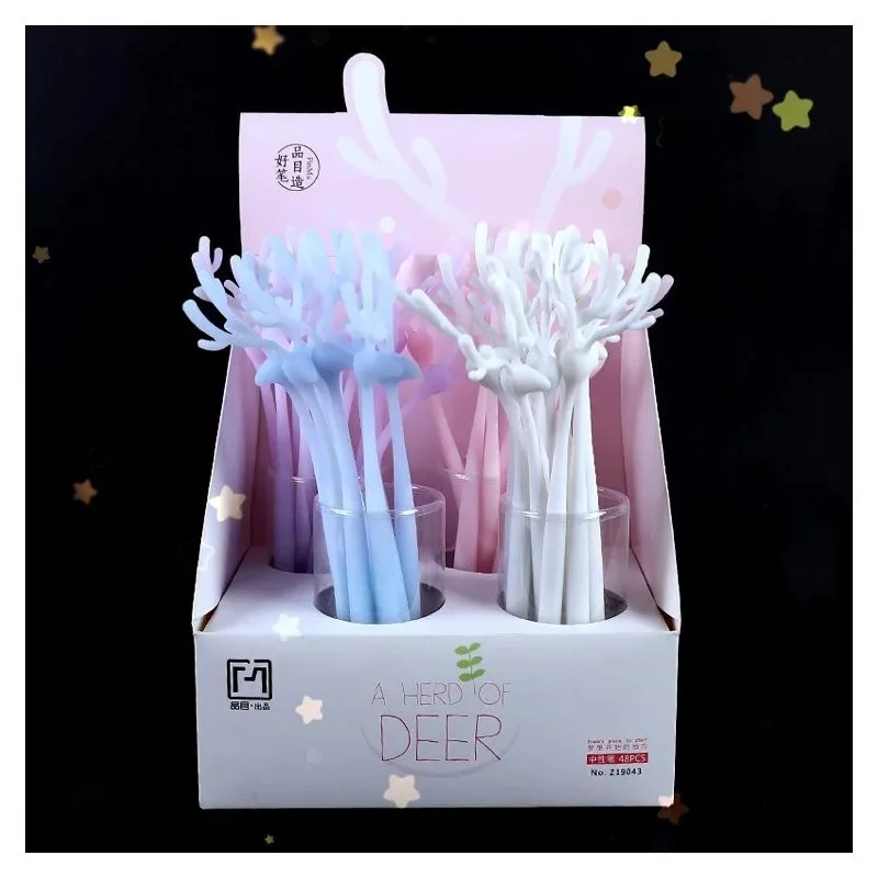 

24 шт., студенческие канцелярские принадлежности, силиконовая ручка с оленем, свежие и милые канцелярские товары 0,5 мм, Kawaii, школьные принадлежности, гелевые ручки