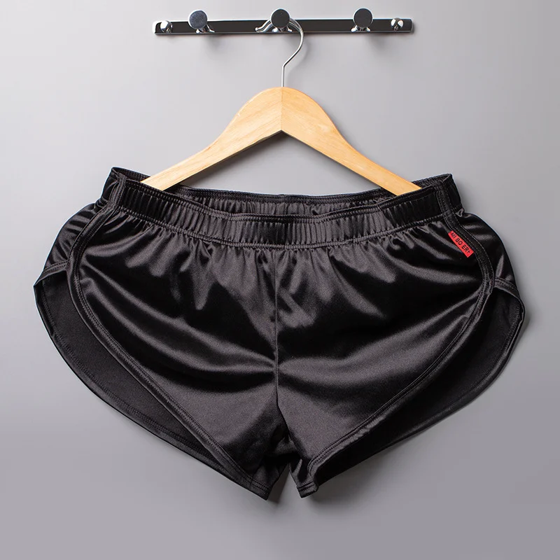 Boxers plats respirants, sous-vêtements en soie glacée pour hommes, grande taille, bas de sommeil soyeux, culotte taille moyenne, slip doux pour hommes
