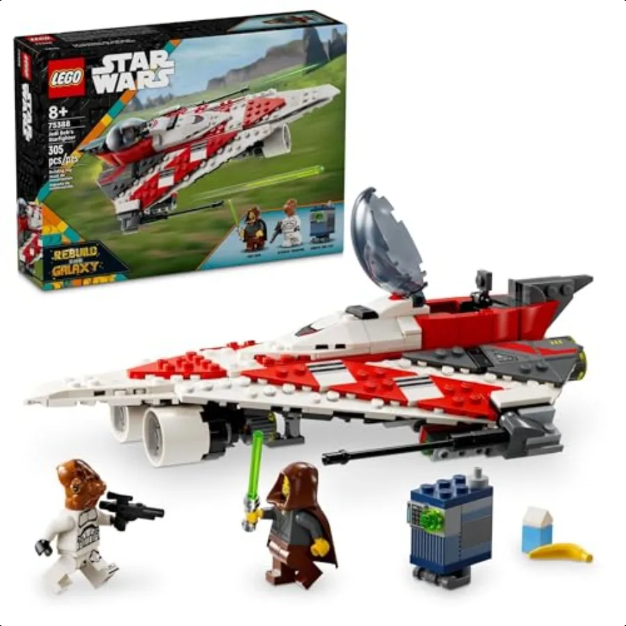 

Jedi Bobs Starfighter, сборный игрушечный автомобиль, кирпич, звездный корабль с минифигуркой джедая Боб, идея подарка на день рождения для мальчиков и девочек o