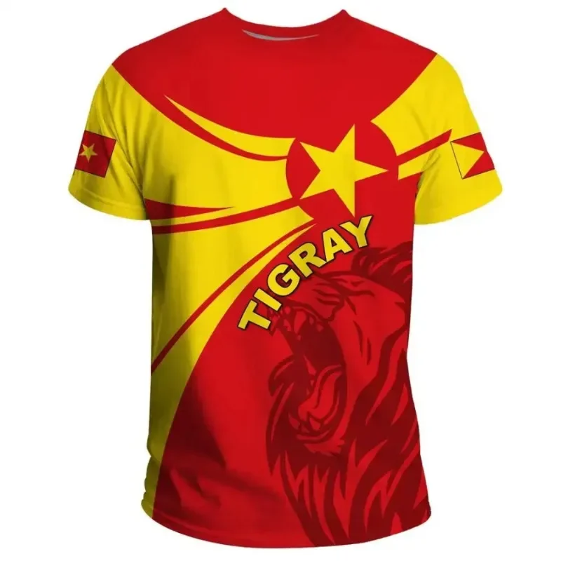 2024 New Tigray  Flag Graphic 3D Printed T-shirt Tigray National Emblem Trend Men's Tops  National Day Gifts Personalized Tee