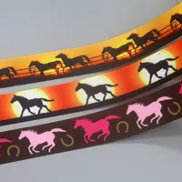 DHK 7/8'' 5yards Horse Printed Grosgrain Ribbon Accessories Material Decoration Collar DIY Sewing Craft E2143