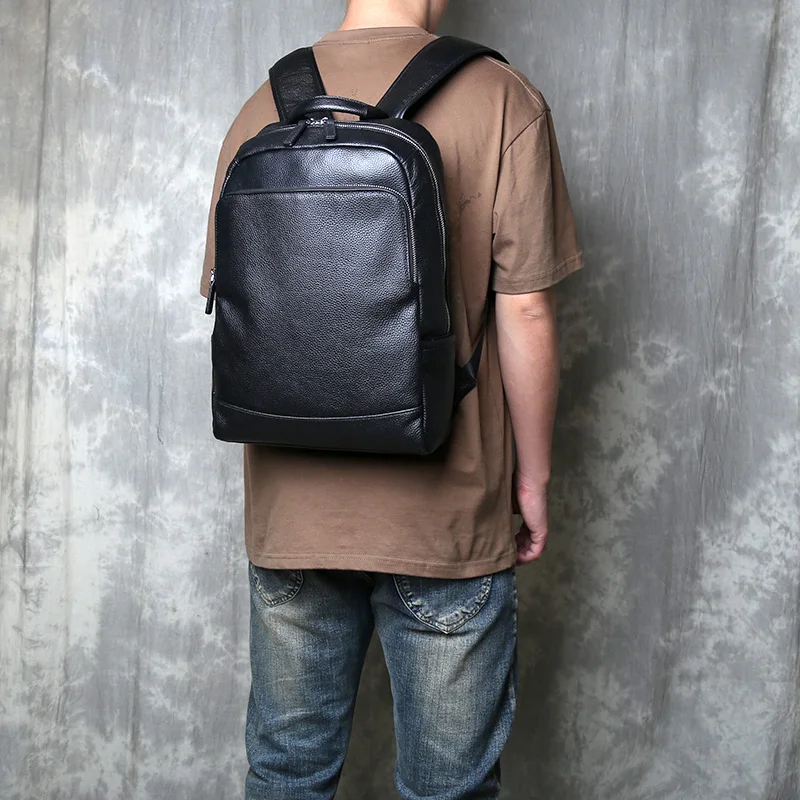 

Men's Top Layer Cowhide Backpack Business Travel Backpack Leather Large Capacity Backpack Leisure Travel Backpack Computer Bag