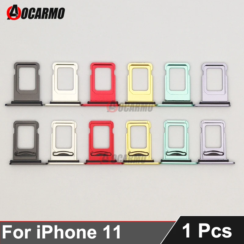 1Pcs/Lot For Apple iPhone 11 SIM Card Tray Drawer Holder Single Dual Slot Replacement Parts