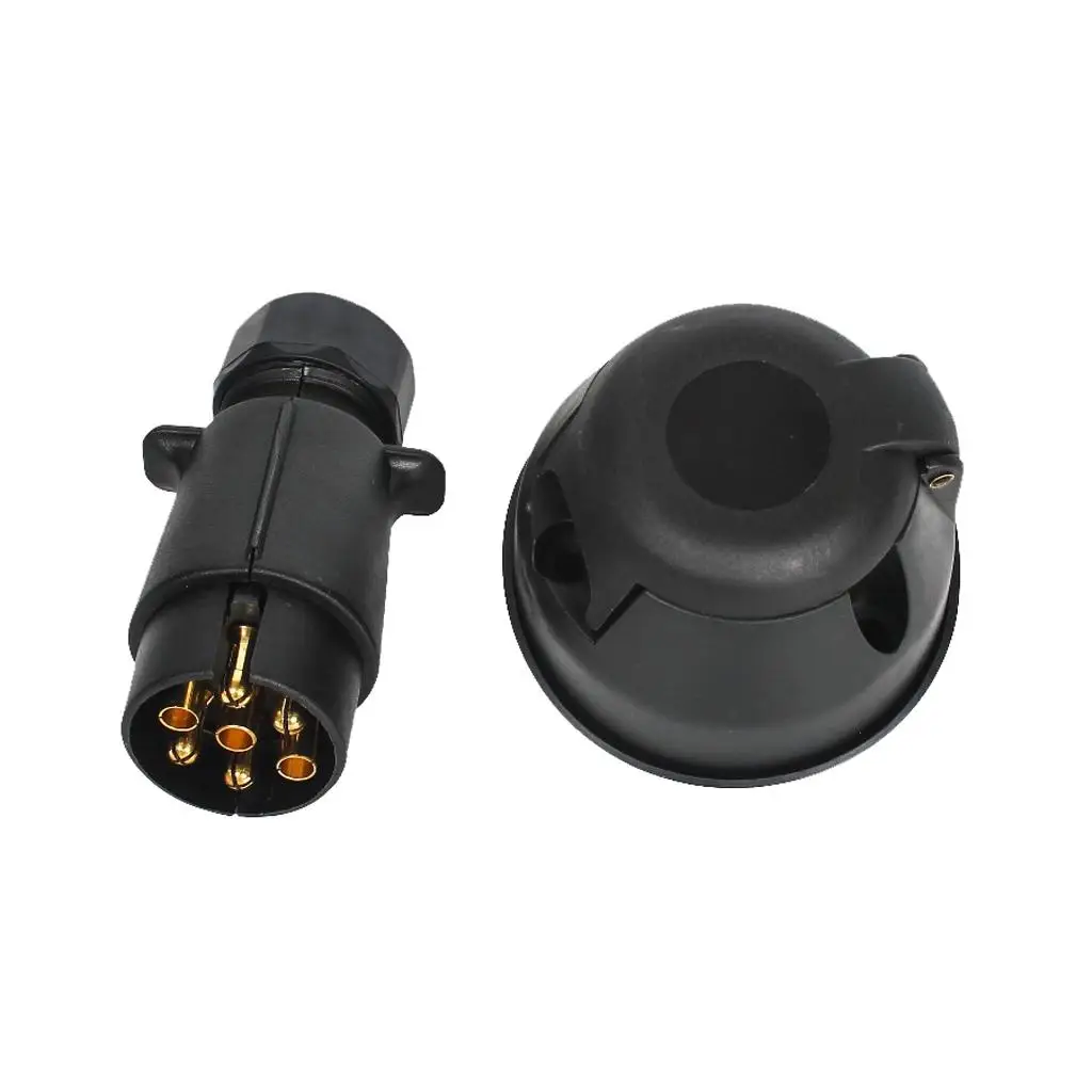 

Heavy Duty 7 Pin Trailer Plug Socket Waterproof Signal Light Connector Adapter for Caravan Car Truck Towing Safety Wiring
