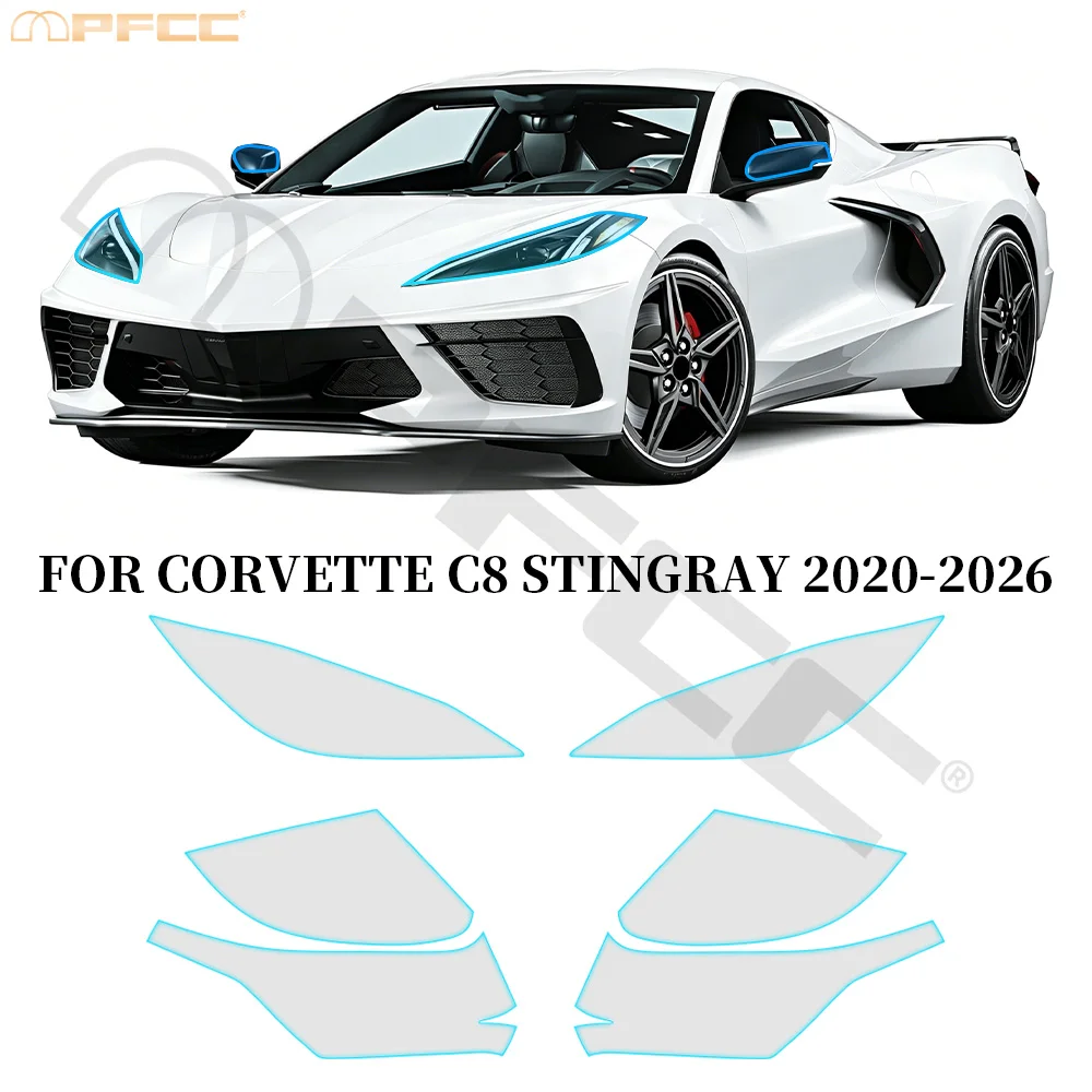 

For Corvette C8 Stingray 2020-2026 Car Headlight Rearview Film TPU Paint Protection Film Anti-scratch Clear Cover Pre-cut PPF