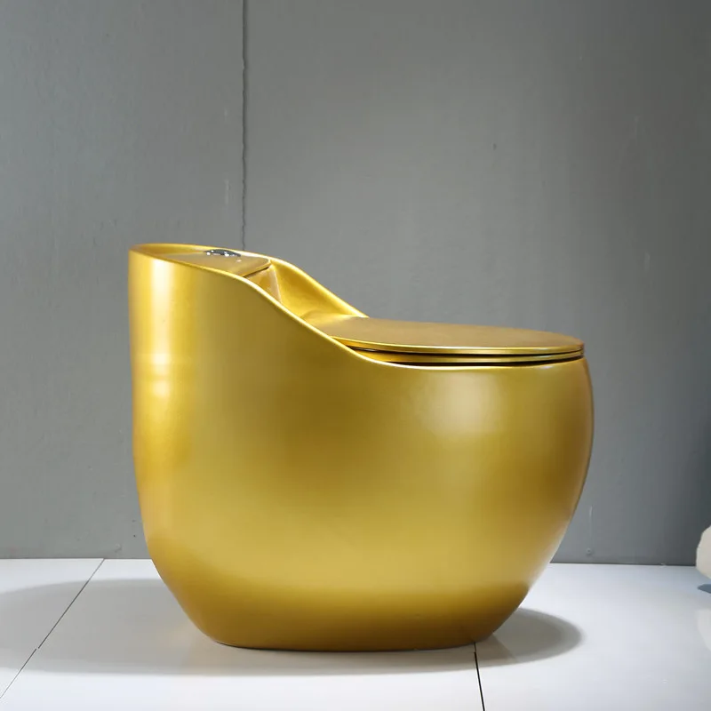 Modern One Piece Dual-Flush Ceramic Toilet Egg-Shaped Colorful Golden Finish Personalized Creative for Small Spaces Hotel
