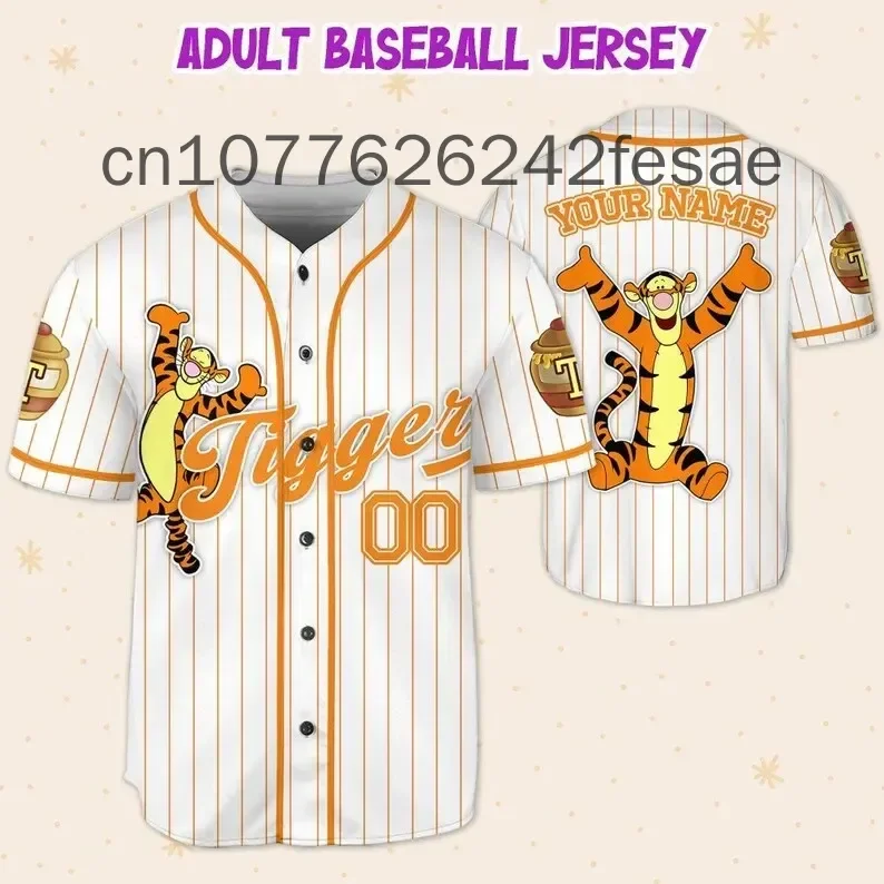 Tigger White Yellow Disney Baseball Jersey Tigger Winnie The Pooh Black Orange Disney Unisex Cartoon Graphic Casual Outfits