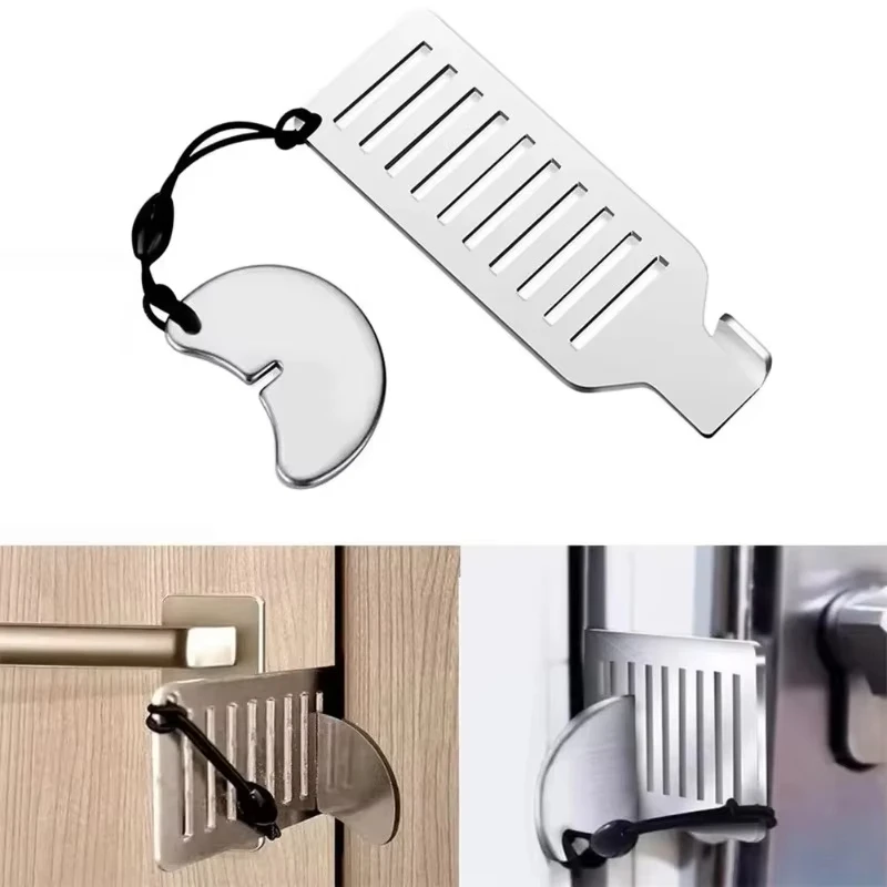 Bloqueador de porta anti-roubo de segurança portátil 8cm de aço inoxidável ferramenta de segurança segura para casa privacidade hotel viagem fechadura da porta rolha