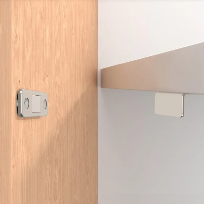 1-20PCS L Shape No Drill Magnetic Sliding Door Catch Strong Invisible Cabinet Magnet for Wardrobe Closet Pull Push Lock