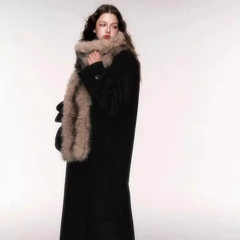 Echarpe-longue-rectangulaire-en-fibre-de-polyester-design-original-gp-epaisse-chaude-retro-decontractee-avec-fourrure-polyvalente-pour-l'hiver