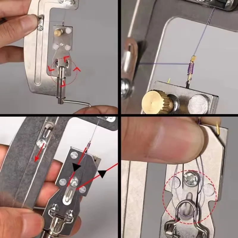 عقدة خطاف السمك، معدات صيد الأسماك المحمولة شبه الأوتوماتيكية المصنوعة من الفولاذ المقاوم للصدأ سريعة التثبيت، ملحقات صيد الأسماك بخطاف مزدوج