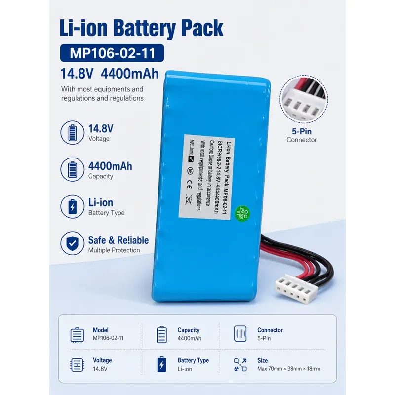 for Wuhan Zhongqi iMAC 120 120B Digital Multi Channel Electrocardiograph Rechargeable Battery 14.8V 4400mAh