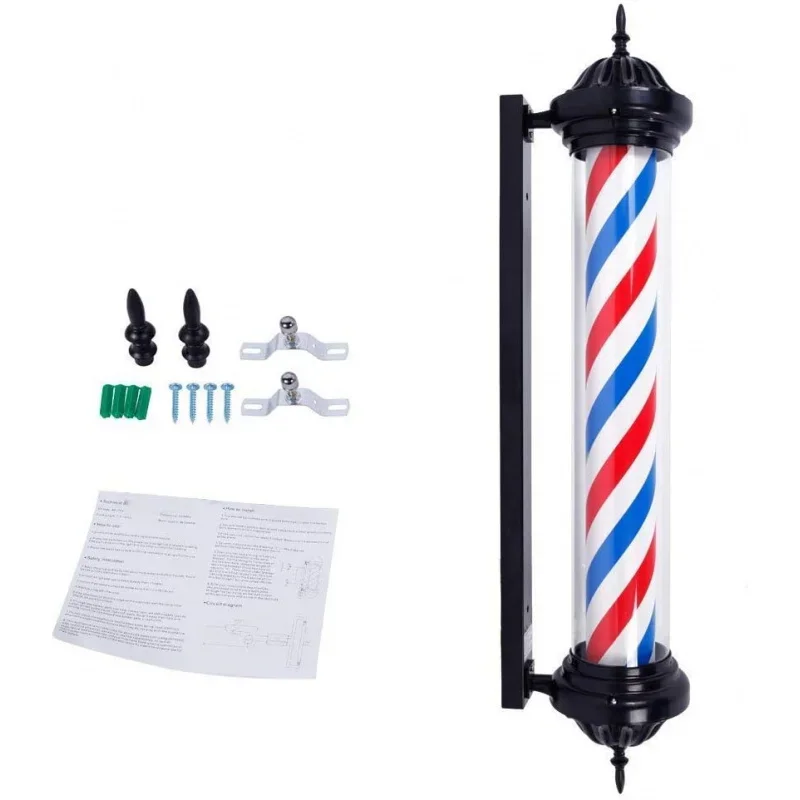 41 barber pole LED light Rome style, salon Barber shop open business sign, rotating spinning red White Blue,LED strips ENE