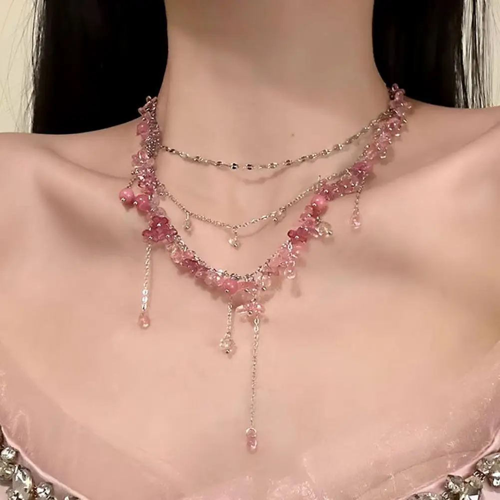 Layered Necklace Set For Women, Dainty Crystal Snowflake Adjustable Choker With Extender, Silver Plated Summer Beach Jewelry